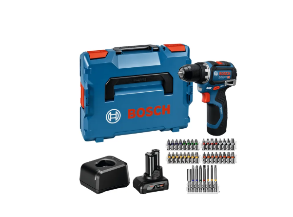 Kit GSR 12V-32 + 1x 2,0Ah + 1x 4,0Ah + GAL 12V-20 + 40 accesorios + L-BOXX